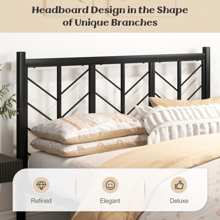 Queen Size Platform Bed with Headboard and Metal Frame-Queen Size