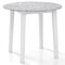 35 Inch Round Dining Table with Rubber Wood Legs and Marble-textured Veneer Tabletop-White
