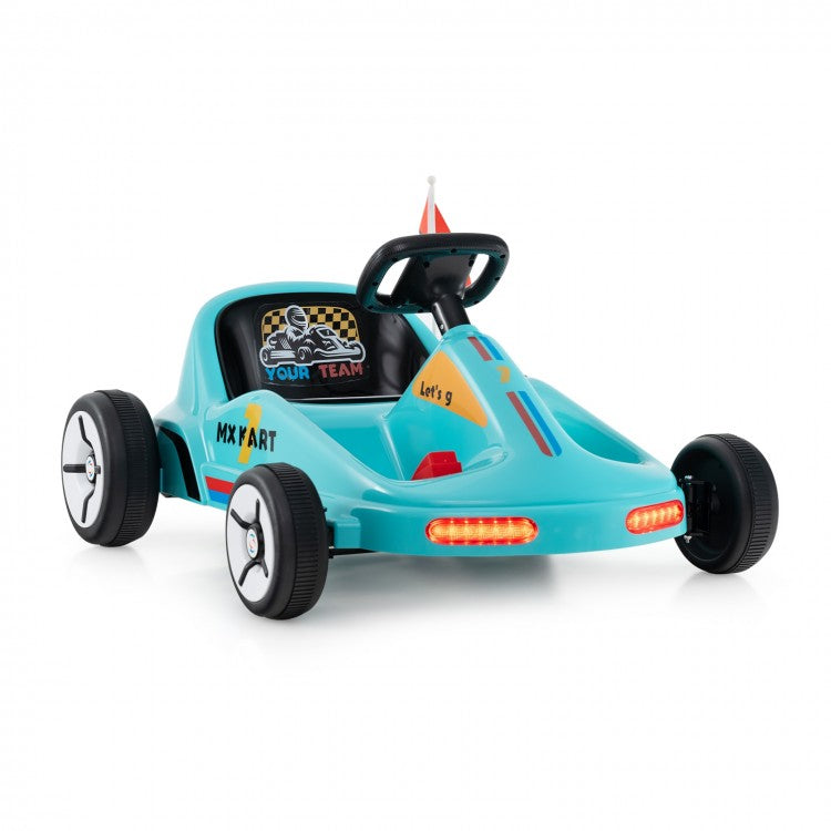 12V Electric Go-Kart for Kids with Remote Control, LED Lights, Music & Safety Belt – 3+