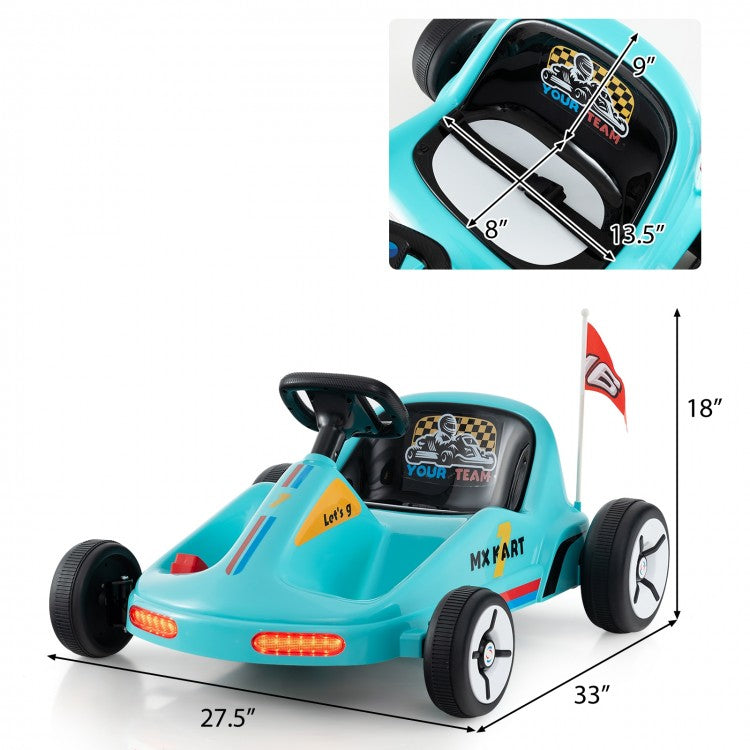 12V Electric Go-Kart for Kids with Remote Control, LED Lights, Music & Safety Belt – 3+