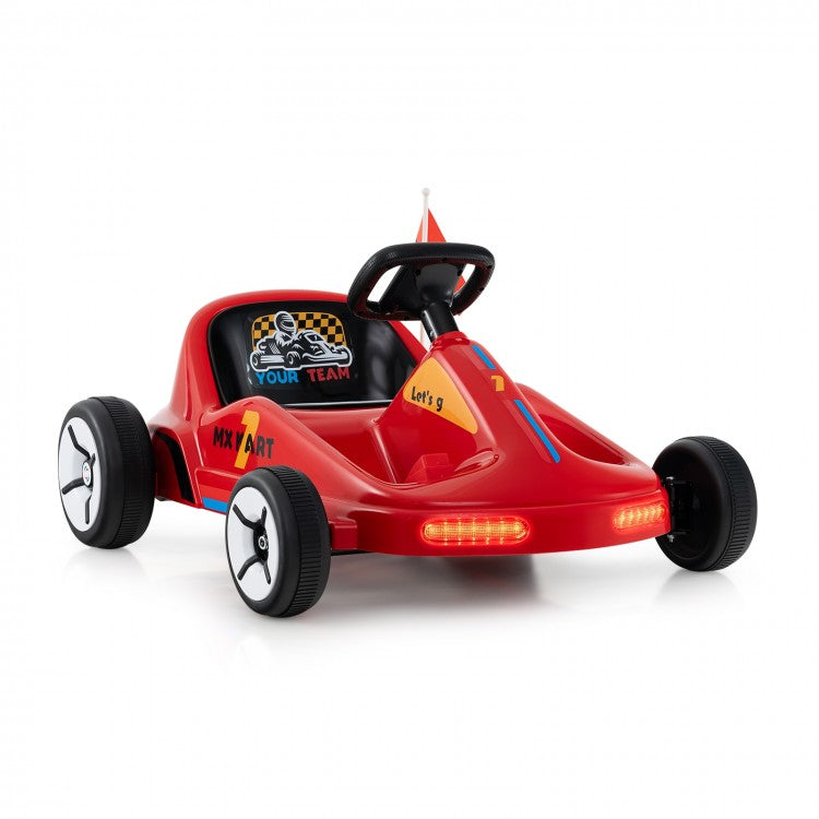 12V Electric Go-Kart for Kids with Remote Control, LED Lights, Music & Safety Belt – 3+