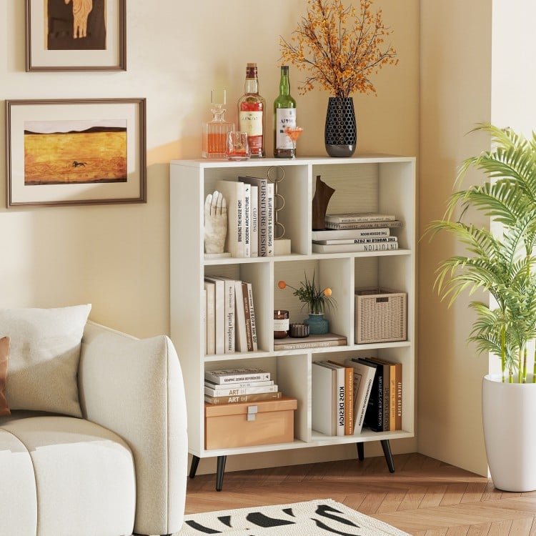 7/8/10-Cube Bookcase with 5 Tapered Metal Legs-10 Cubes