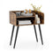 Mid Century Modern Nightstand  with Open Shelves-Brown