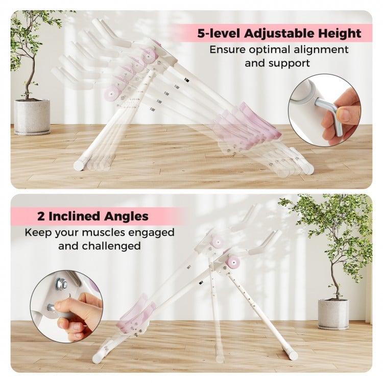 Adjustable Abdominal Trainer Ab Workout Machine Foldable Ab Cruncher-White