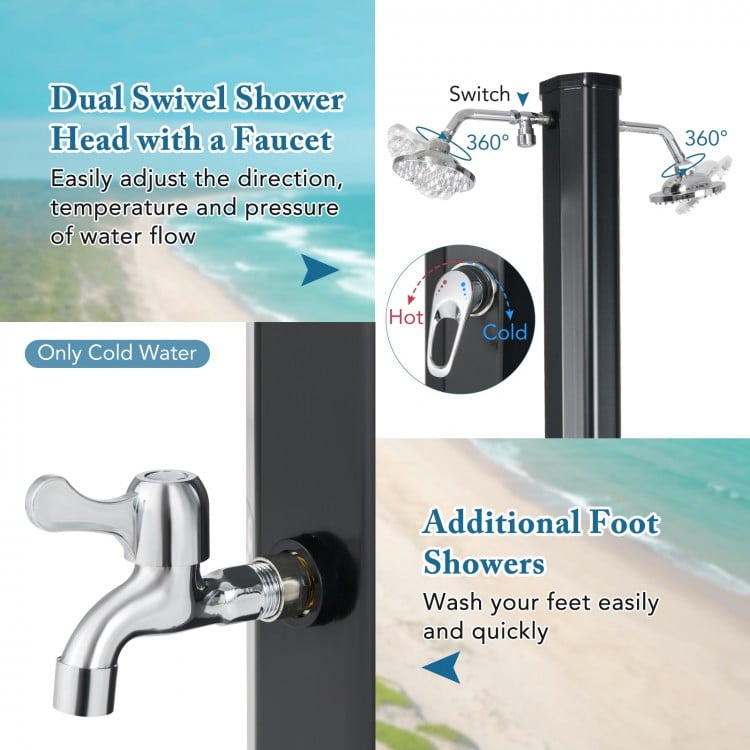 9.3 Gallon Solar Heated Outdoor Shower with Dual Shower Heads