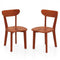 Solid Wood Dining Chair Set of 2 with Curved Backrest and Rubber Wood Frame-Espresso