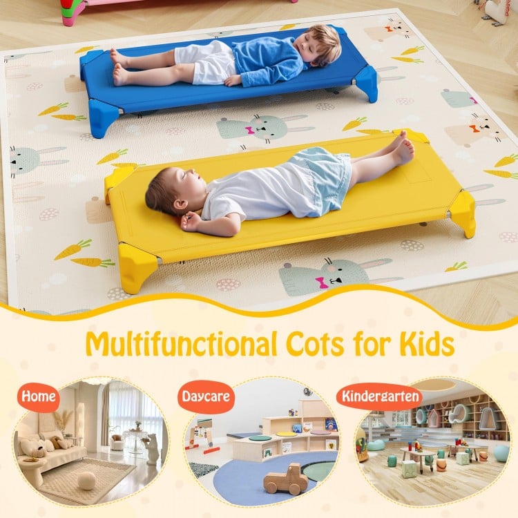 Portable 6 Pack Stackable Daycare Cots Sleeping Bed for Kids 52 Inch-Multicolor