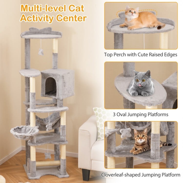 69 Inch Multi-level Cat Tree with Top Perch and Cozy Condo