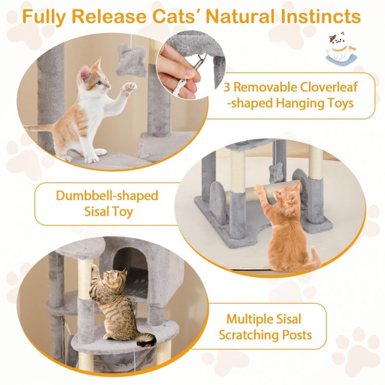 69 Inch Multi-level Cat Tree with Top Perch and Cozy Condo