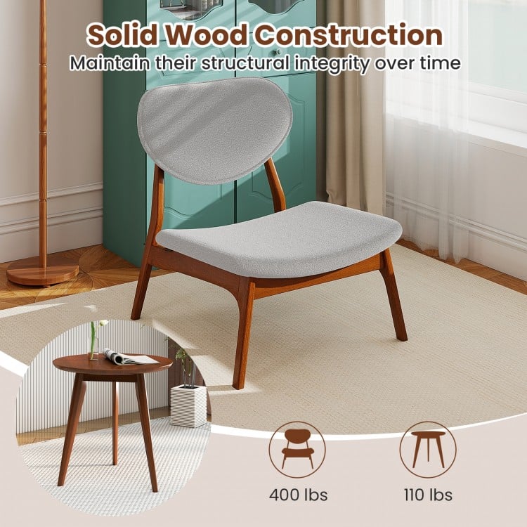 Accent Chairs Set of 2 with Side Table and Solid Wood Frame-Gray