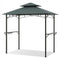 Outdoor Double-Tiered Grill Gazebo Canopy with 2 Shelves and 7 Hooks-Gray