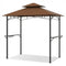 Outdoor Double-Tiered Grill Gazebo Canopy with 2 Shelves and 7 Hooks-Coffee