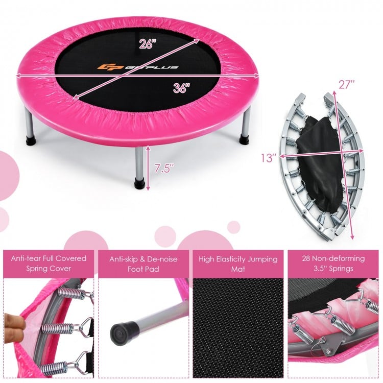 36 Inch Mini Folding Trampoline Portable Recreational Fitness Rebounder