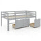 Twin Size Low Loft Bed with 3 Drawers with Ladder and Full-length Guardrails-Gray