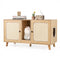 43 Inches Cat Litter Box Enclosure with Double Rooms and 2 Sisal Scratching Mats-Natural