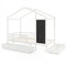 Kids Twin Size Bed with 2 Drawers Solid Wood Bed with Blackboard-White