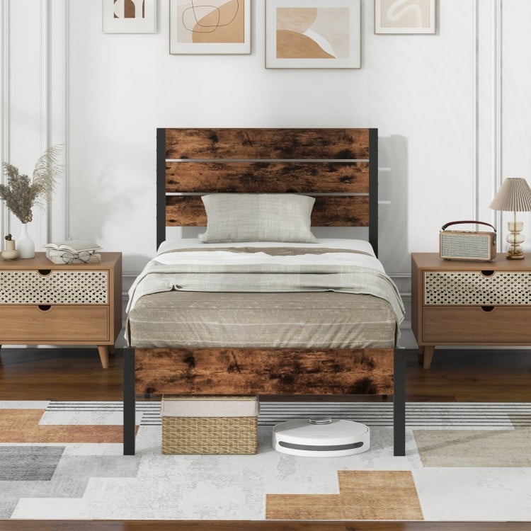 Full/King/Queen/Twin Size Bed Frame with High Headboard and Mute Bar-Full Size