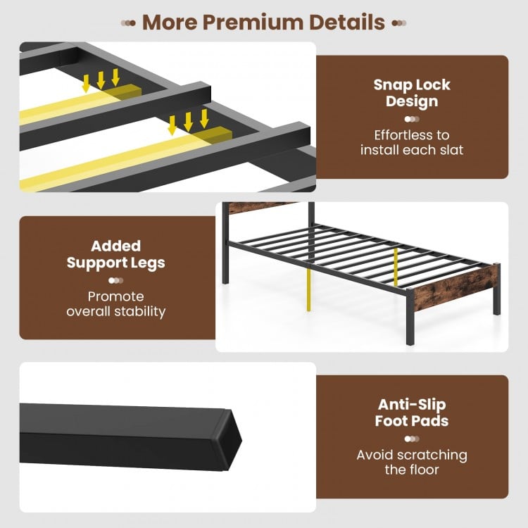 Full/King/Queen/Twin Size Bed Frame with High Headboard and Mute Bar-Twin Size