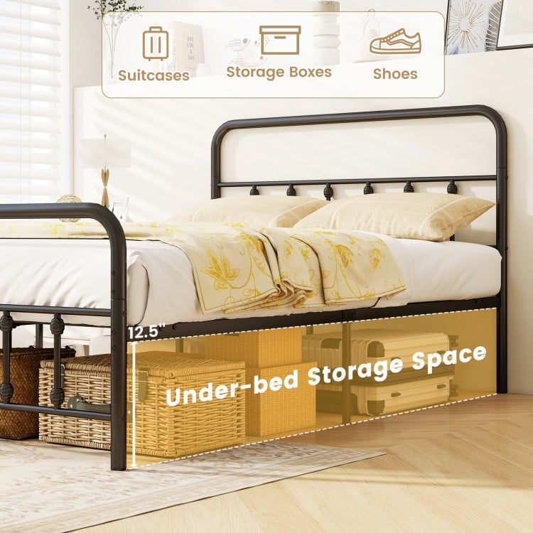 Bed Frame with Headboard and Under Bed Storage Black-Full Size