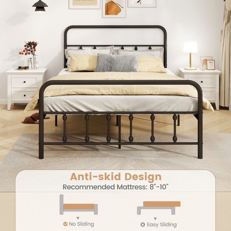 Bed Frame with Headboard and Under Bed Storage Black-Full Size