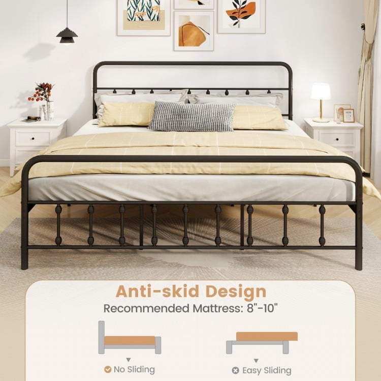 Bed Frame with Headboard and Under Bed Storage Black-King Size