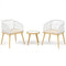 3 Pieces Outdoor Bistro PE Wicker Conversation Furniture Set-White