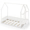 Twin House Floor Bed Montessori Bed Frame with Storage Shelf-White