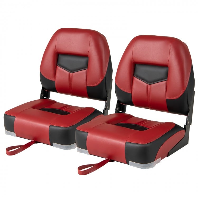Set of 2 Folding Low Back Fishing Boat Seats with Stainless Steel Screws