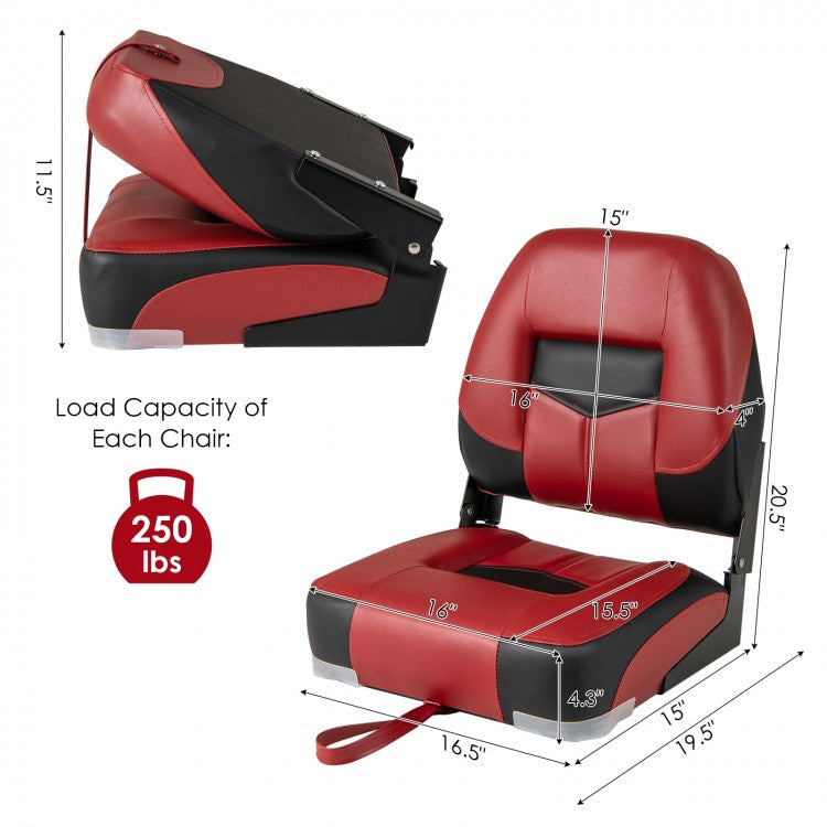 Set of 2 Folding Low Back Fishing Boat Seats
