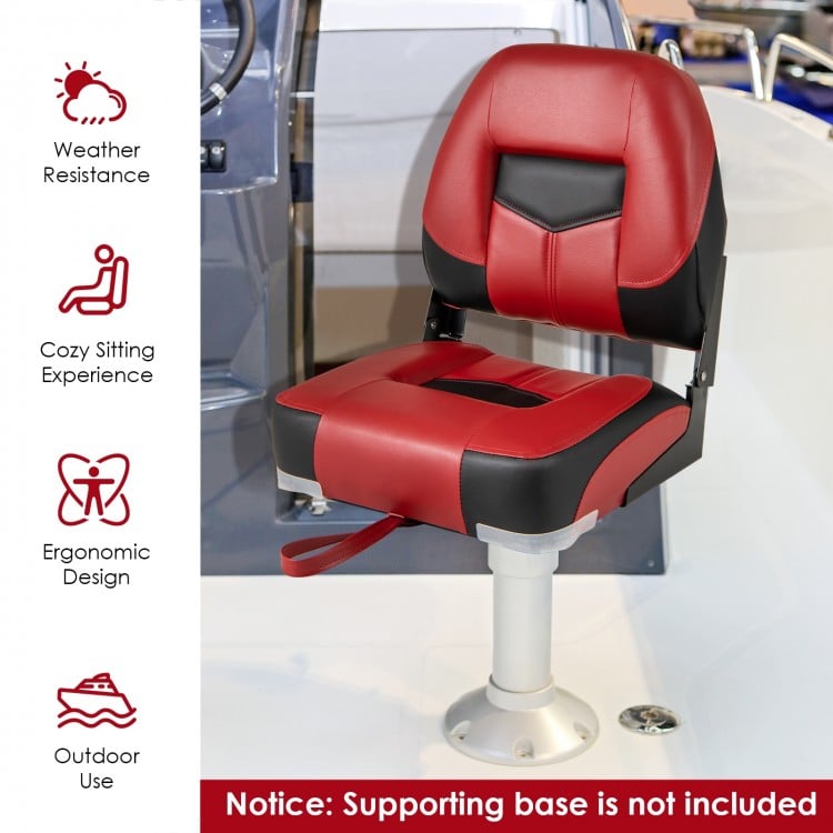 Set of 2 Folding Low Back Fishing Boat Seats with Stainless Steel Screws
