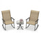 Heavy-Duty Rocking Bistro Chairs and Table Set with High Backrest and Wood-Plastic Tabletop-Brown