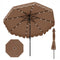 9.3 Feet Solar Patio Umbrella with 24 LED Lights Vented Top and Ruffles-Coffee
