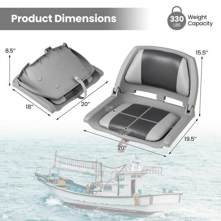 Boat Seat Folding Low Back Boat Chair with Marine-Grade PVC