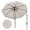 9.3 Feet Solar Patio Umbrella with 24 LED Lights Vented Top and Ruffles-Beige