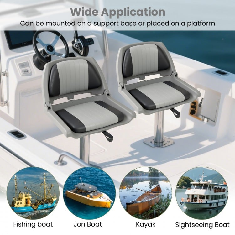 Boat Seat Folding Low Back Boat Chair with Marine-Grade PVC