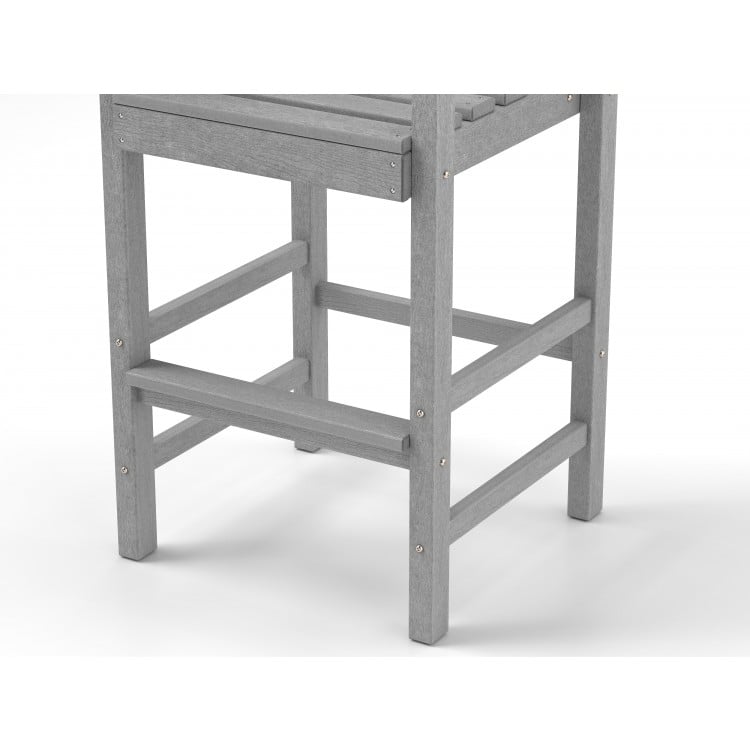 Patio HDPE Adirondack Bar Chairs Set of 2 with Wide Armrests-Gray