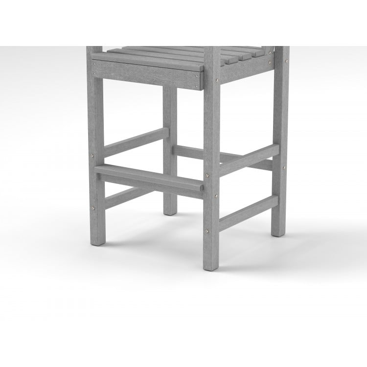 Patio HDPE Adirondack Bar Chairs Set of 2 with Wide Armrests-Gray
