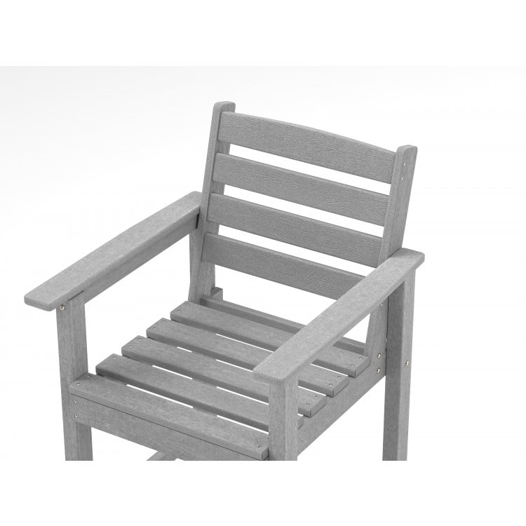 Patio HDPE Adirondack Bar Chairs Set of 2 with Wide Armrests-Gray