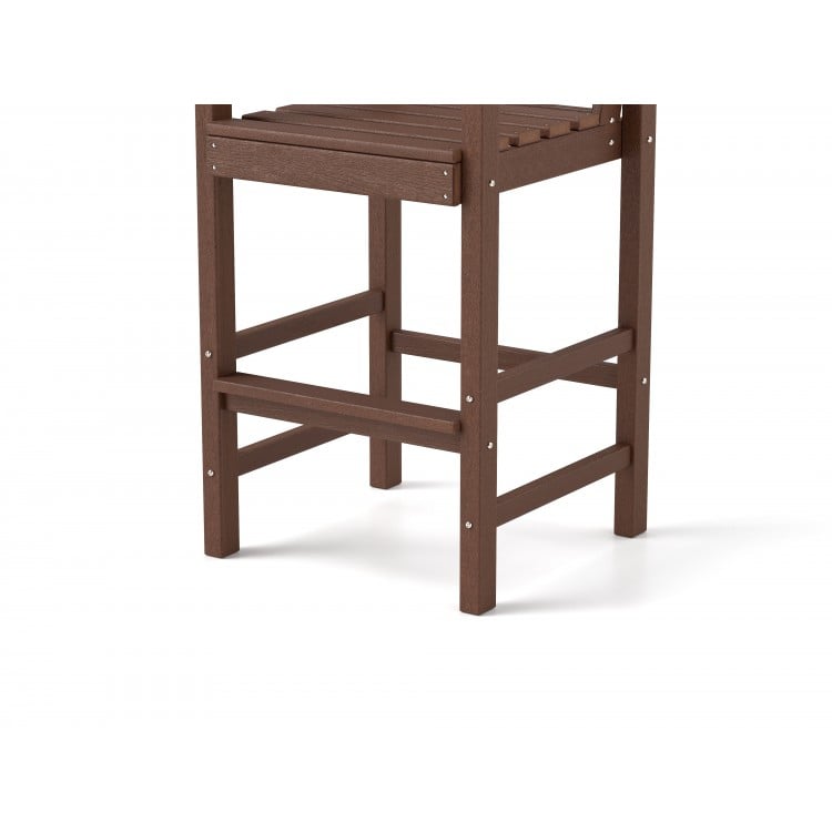 Patio HDPE Adirondack Bar Chairs Set of 2 with Wide Armrests-Brown