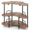 3-Tier Liquor Bar Table with Stemware Racks and Storage Shelves-Rustic Brown