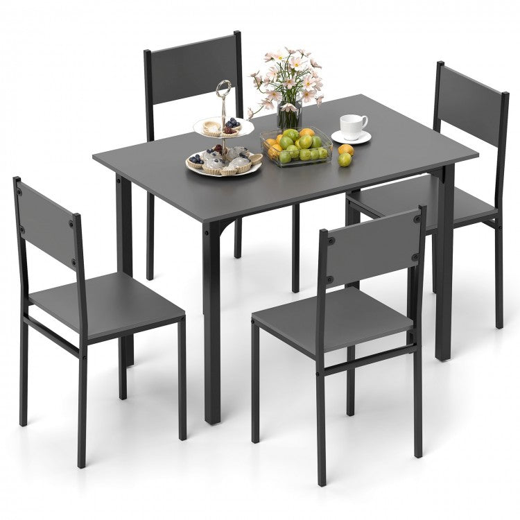5 Piece Dining Table Set Industrial Style Kitchen Table and Chairs for 4-Grey