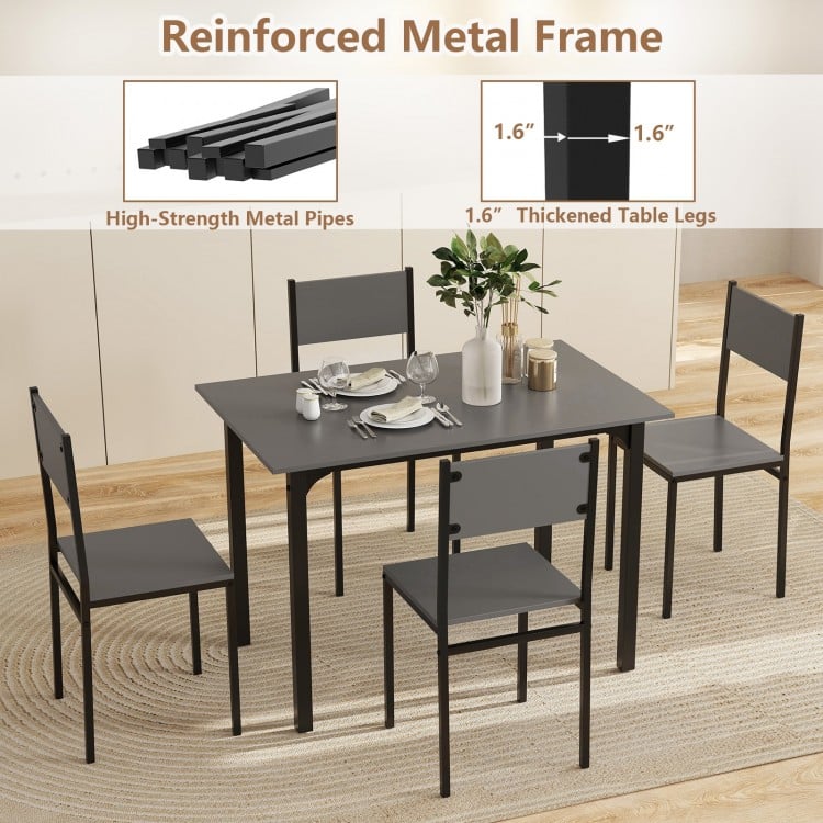 5 Piece Dining Table Set Industrial Style Kitchen Table and Chairs for 4-Grey