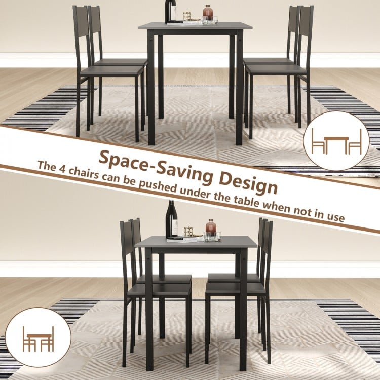 5 Piece Dining Table Set Industrial Style Kitchen Table and Chairs for 4-Grey