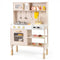 Play Kitchen Height Adjustable with Microwave and Lights and Sounds-Pink