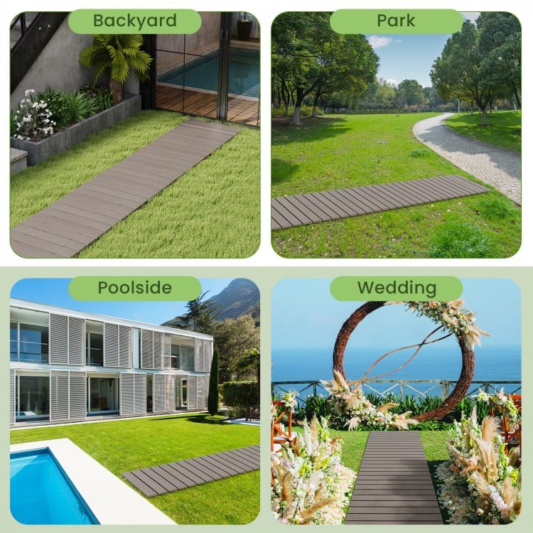 8 Ft Outdoor Garden Pathway Patio Roll Out Straight Walkways with Metal Wire Connection-M