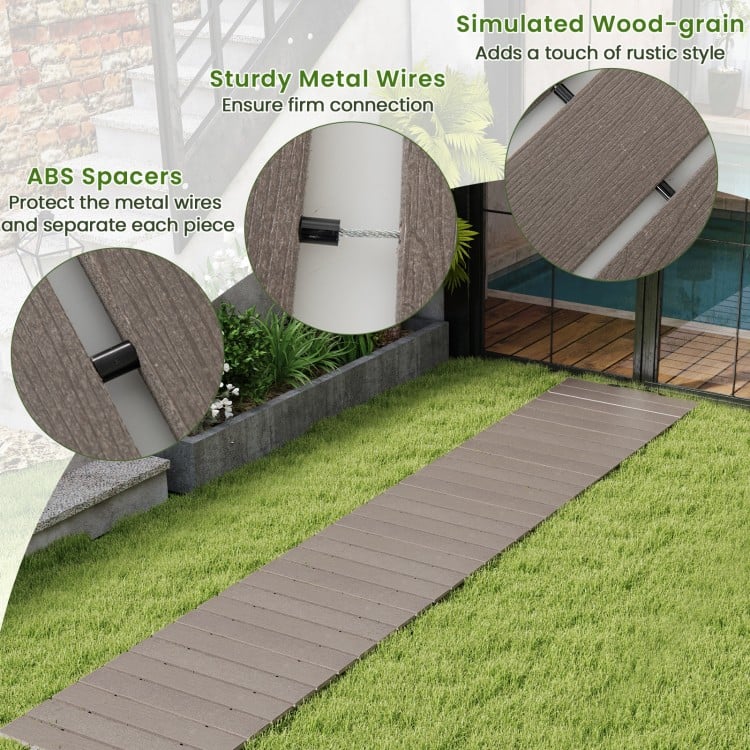 8 Ft Outdoor Garden Pathway Patio Roll Out Straight Walkways with Metal Wire Connection-M
