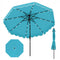 9.3 Feet Solar Patio Umbrella with 24 LED Lights Vented Top and Ruffles-Turquoise