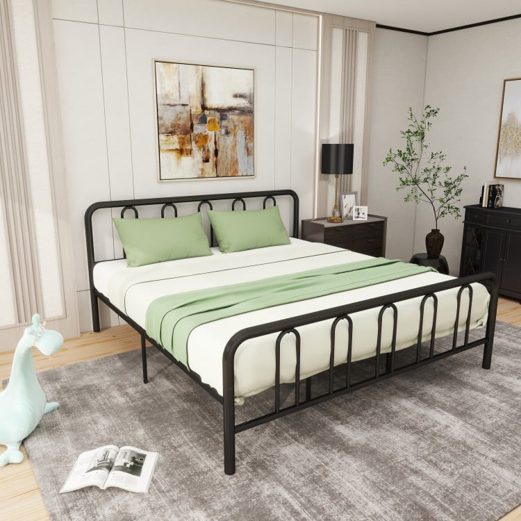 Full/Queen Size Metal Bed Frame with Headboard and Footboard-King Size