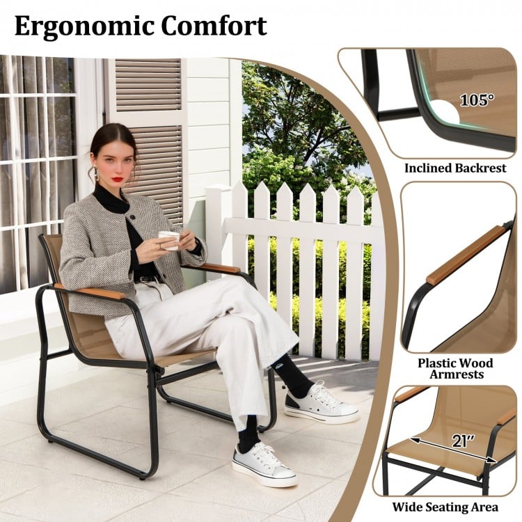 3 Pieces Patio Furniture Set Outdoor Bistro Conversation Set-Brown