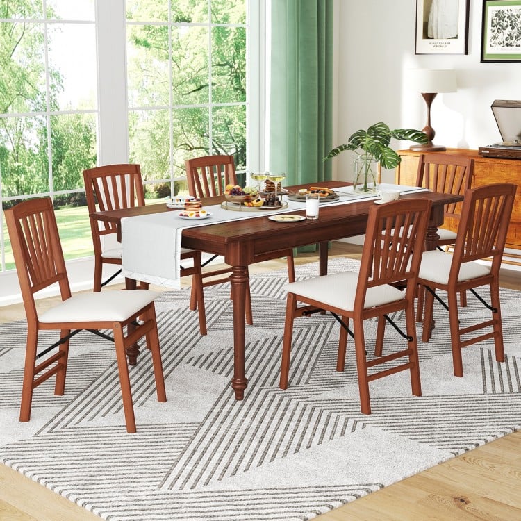 Folding Dining Chairs Set of 2 with Padded Seat and Rubber Wood Frame-B